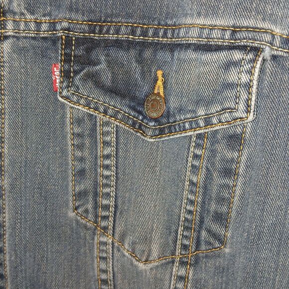 Levis Mens Denim Blue Jacket XL Standard Trucker Comfort Everyday Wear - Picture 5 of 16